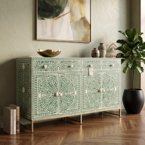 WDN FLORAL BONE INLAY SIDEBOARD 2 DRAWER 4 DOOR