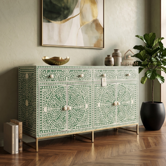 Untitled design (21) WDN FLORAL BONE INLAY SIDEBOARD 2 DRAWER 4 DOOR