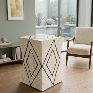 WDN Bone Inlay BLACK & WHITE Side Table