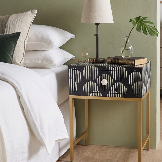 Untitled design (27) WDN Bone Inlay Bedside Table with Iron Base (1 Drawer)