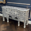 Untitled design (3) WDN BONE INLAY FLORAL CHEST OF 3 DRAWERS 2 DOOR IN WHITE & BLACK FINISH
