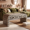 Untitled design (37) WDN MOTHER OF PEARL INLAY U SHAPE COFFEE TABLE 2 DRAWER IN BLACK FINISH