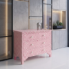 WDN BONE INLAY SIDEBOARD / CHEST OF 4 DRAWER IN WHITE & PINK FINISH