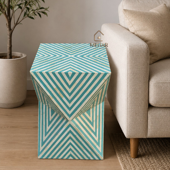 Untitled design (49) WDN BONE INLAY SIDE TABLE IN TURQUOISE FINISH
