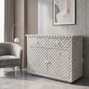 WDN MOTHER OF PEARL INLAY CHEST DRAWER WITH 2 DRAWER &  2 DOOR