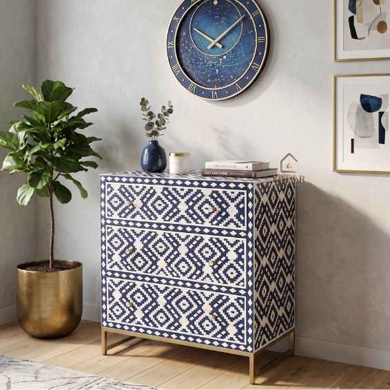 Untitled design (56) WDN BONE INLAY CHEST OF DRAWERS 3 DRAWER WITH METAL BASE