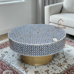 WDN MOTHER OF PEARL INLAY COFFEE TABLE IN BLACK FINISH