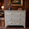 WDN MOTHER OF PEARL INLAY CHEST OF 3 DRAWER IN GREY FINISH