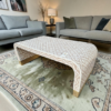 WDN BONE INLAY U SHAPE COFFEE TABLE IN WHITE & BIEGE  FINISH