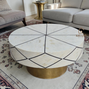 WDN NATURAL BONE INLAY COFFEE TABLE IN WHITE & BLACK FINIS