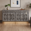 WDN MOTHER OF PEARL INLAY FLORAL SIDEBOARD 2 DRAWER 4 DOOR