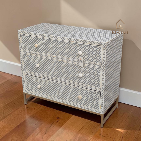 Untitled design WDN BONE INLAY CHEST OF DRAWER WITH 3 DRAWER WITH METAL BASE