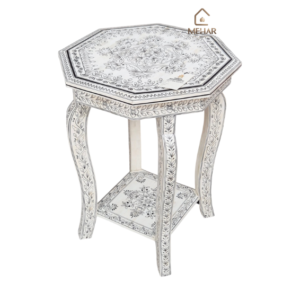 2 WDN BONE INLAY HAND PAINTED STOOL