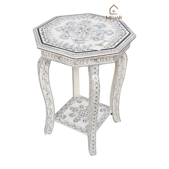 WDN BONE INLAY HAND PAINTED STOOL