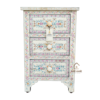 WDN BONE INLAY HAND PAINTED BEDSIDE 3 DRAWER