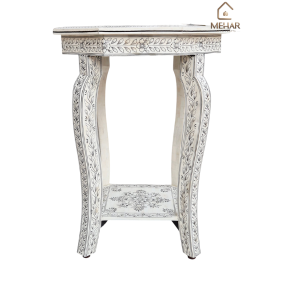 WDN BONE INLAY HAND PAINTED STOOL