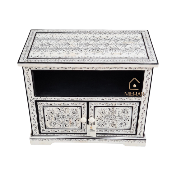 3 WDN BONE INLAY HAND PAINTED TV UNIT CABINET