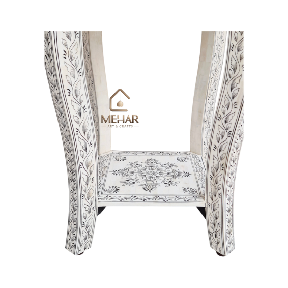 WDN BONE INLAY HAND PAINTED STOOL