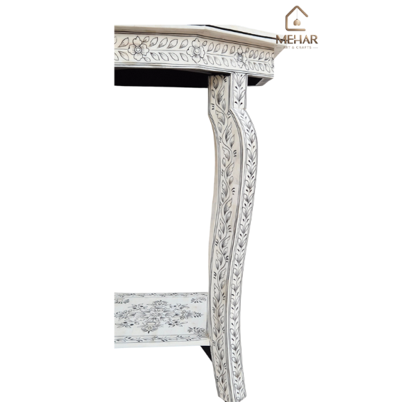 WDN BONE INLAY HAND PAINTED STOOL