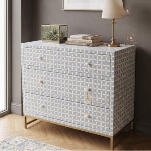 WDN GREY BONE INLAY CHEST OF DRAWERS- LUXURY STORAGE CABINET