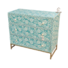 1 WDN TURQUOISE BONE INLAY CHEST OF DRAWERS- FLORAL STORAGE CABINET
