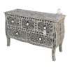 1 (3) WDN BONE INLAY SIDEBOARD / CHEST OF 5 DRAWERS IN WHITE & BLACK FINISH