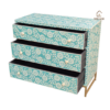2 WDN TURQUOISE BONE INLAY CHEST OF DRAWERS- FLORAL STORAGE CABINET