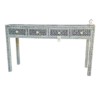 3 (2) WDN BONE INLAY GEOMETRIC PATTERN CONSOLE TABLE – BLACK & WHITE TABLE 4 DRAWER