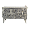 3 WDN BONE INLAY SIDEBOARD / CHEST OF 5 DRAWERS IN WHITE & BLACK FINISH