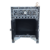 WDN MOTHER OF PEARL INLAY BEDSIDE TABLE - BLACK FLORAL NIGHTSTAND