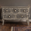 5 WDN BONE INLAY SIDEBOARD / CHEST OF 5 DRAWERS IN WHITE & BLACK FINISH