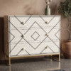 WDN BONE INLAY CHEST OF DRAWER 3 DRAWER- BLACK & WHITE CABINET