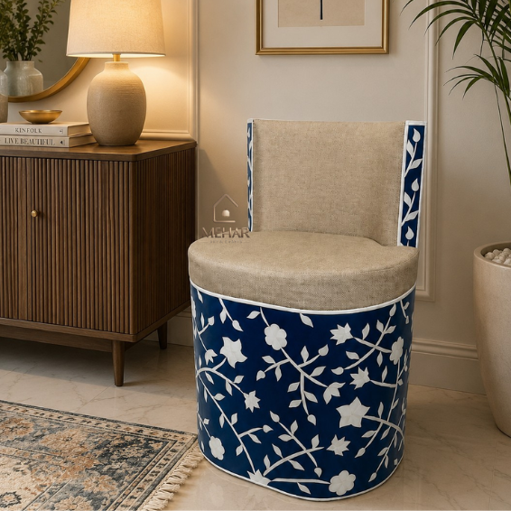 Untitled design (1) WDN BONE INLAY CHAIR IN ROUND SHAPE IN NAVY BLUE FINISH