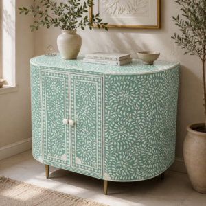 WDN FLORAL BONE INLAY FLORAL CABINET WITH 2DOOR