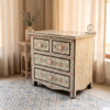 WDN BONE INLAY HAND PAINTED CABINET 4 DRAWER