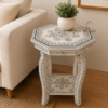 WDN BONE INLAY HAND PAINTED STOOL