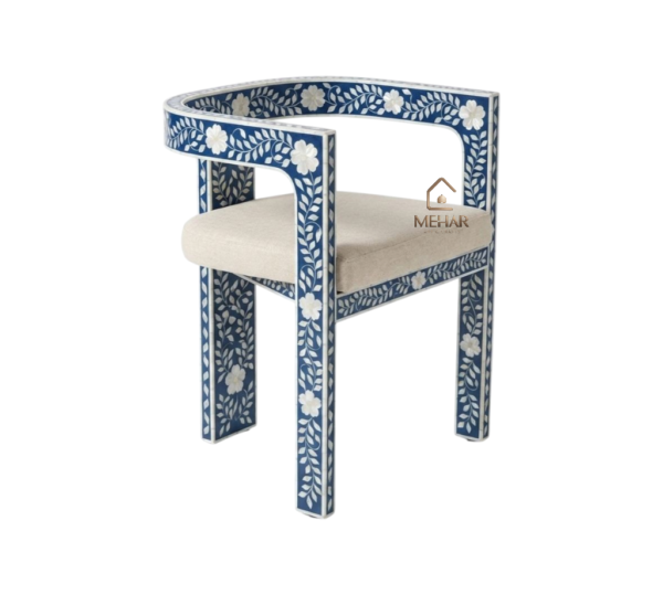 WDN MOTHER OF PEARL INLAY CHAIR IN NAVY BLUE