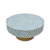 1 (3) HANDCRAFTED WDN BLUE BONE INLAY ROUND COFFEE TABLE WITH BRASS BASE | CENTRE TABLE