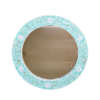 WDN Handcrafted Mother of Pearl Inlay Round Wall Mirror Frame – Floral Accent Mirror
