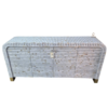 2 (2) WDN MOP INLAY CABINET/SIDEBOARD WITH 4 DOOR ( STRIPPED PATTERN)