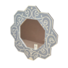 HANDCRAFTED WDN BONE INLAY FLORAL MIRROR FRAME | DECORATIVE GREY WALL MIRROR