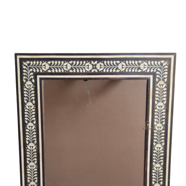 2 HANDCRAFTED WOODEN BONE INLAY FLORAL WALL MIRROR FRAME | DECORATIVE WALL MIRROR