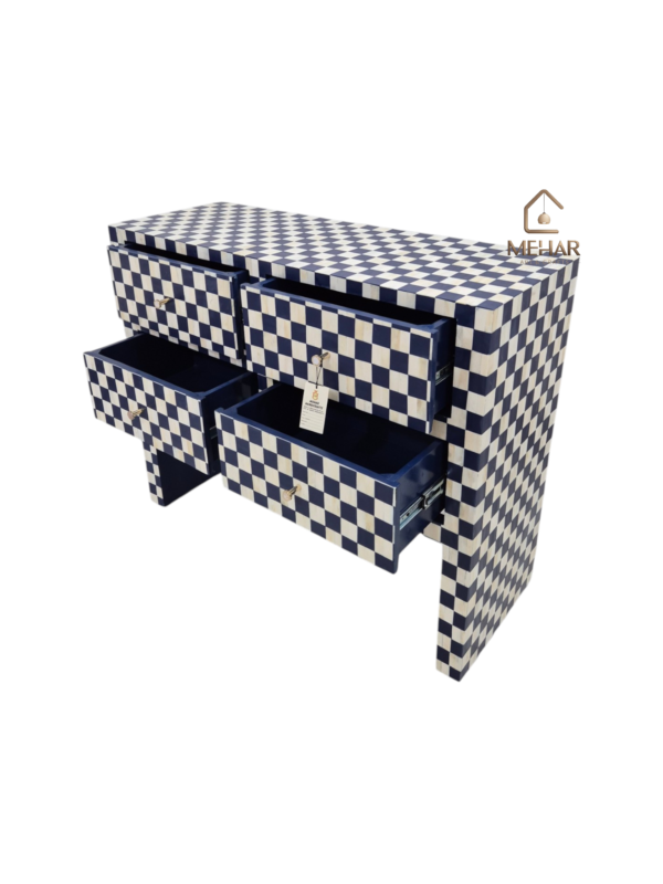 20241003_124945 WDN BONE INLAY CHEST WITH 4 DRAWERS (CHECKERED PATTERN)