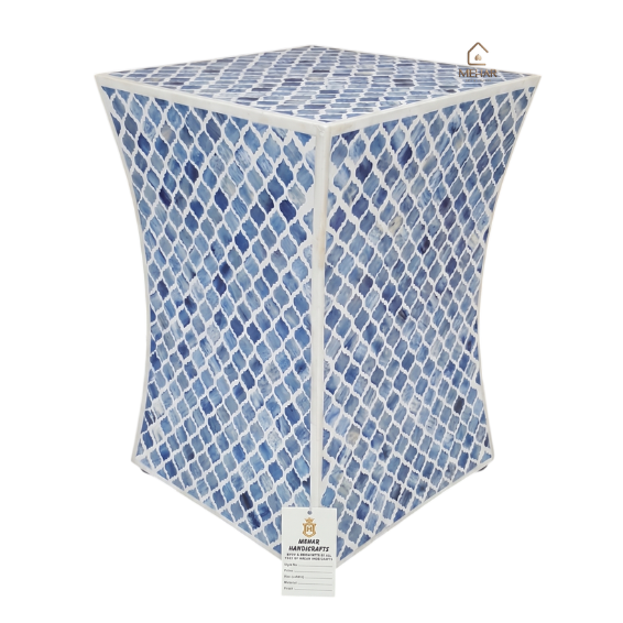 3 (2) WDN BLUE COLOURED BONE INLAY SIDE TABLE