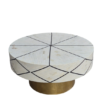 3 (2) HANDMADE WDN BONE INLAY ROUND COFFEE TABLE WITH BRASS BASE | MODERN CENTRE TABLE