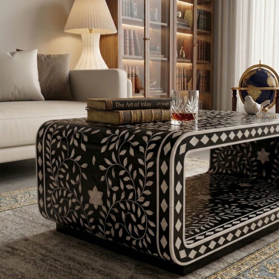 3 WDN BONE INALY FLORAL COFFEE TABLE