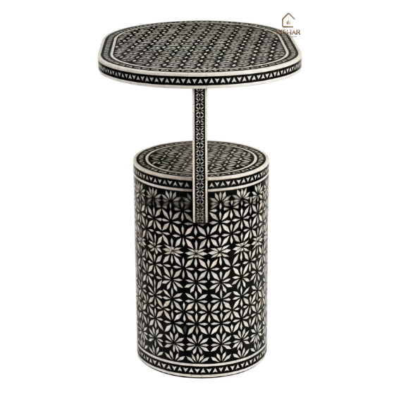 3 WDN MOTHER OF PEARL INLAY SIDE TABLE