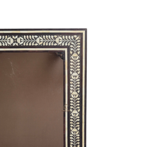 3 HANDCRAFTED WOODEN BONE INLAY FLORAL WALL MIRROR FRAME | DECORATIVE WALL MIRROR