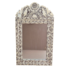 HANDCRAFTED WDN BONE INLAY FLORAL MIRROR FRAME | DECORATIVE BROWN MIRROR