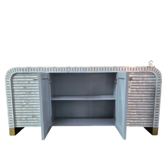 4 WDN MOP INLAY CABINET/SIDEBOARD WITH 4 DOOR ( STRIPPED PATTERN)